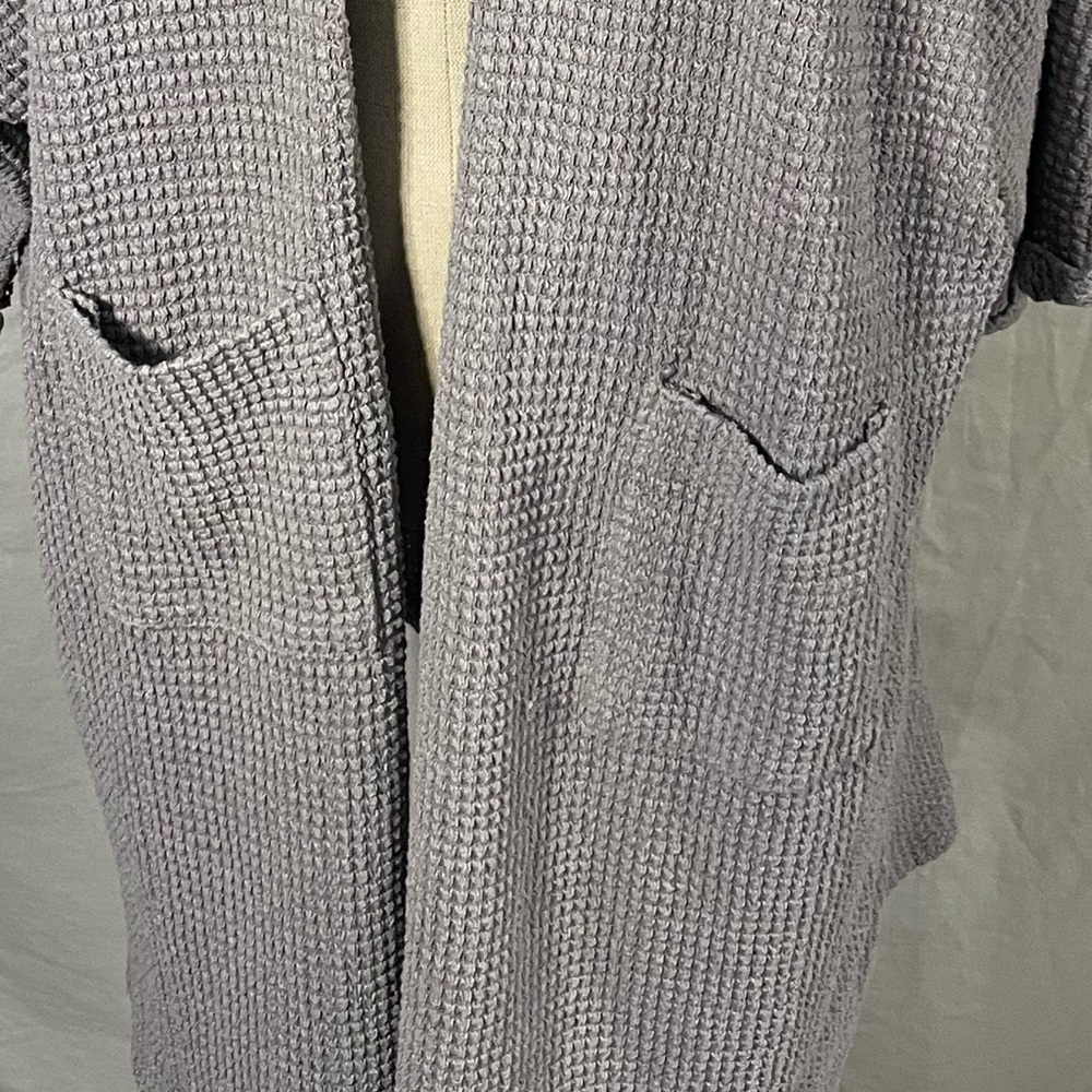 Mittoshop Gray Waffle Cardigan Size S/M - Picture 5 of 9